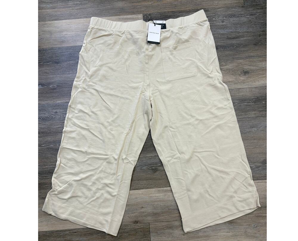 Who What Wear Cropped Pants Womens 3X Beige Pull On Wide Leg